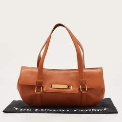 Pre Owned Bvlgari Tan Leather Logo Satchel