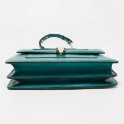 Pre Owned Bvlgari Green Malachite Leather Serpenti Forever Top Handle Bag