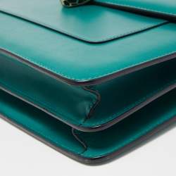 Pre Owned Bvlgari Green Malachite Leather Serpenti Forever Top Handle Bag
