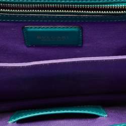 Pre Owned Bvlgari Green Malachite Leather Serpenti Forever Top Handle Bag