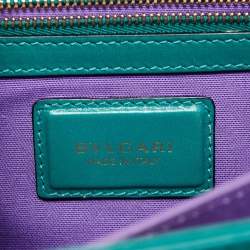 Pre Owned Bvlgari Green Malachite Leather Serpenti Forever Top Handle Bag