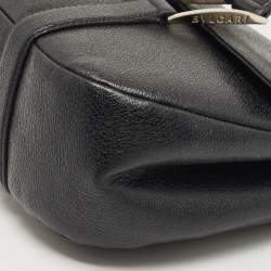Pre Owned Bvlgari Black Leather Logo Shoulder Bag
