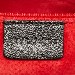 Pre Owned Bvlgari Black Leather Logo Shoulder Bag