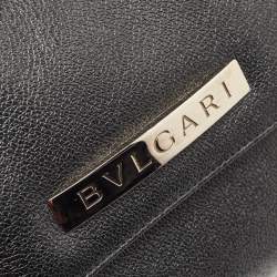 Pre Owned Bvlgari Black Leather Logo Shoulder Bag