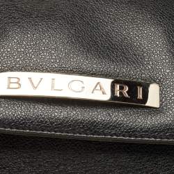 Pre Owned Bvlgari Black Leather Logo Shoulder Bag