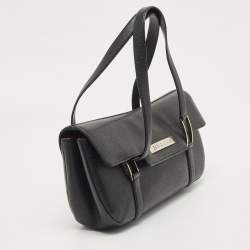 Pre Owned Bvlgari Black Leather Logo Shoulder Bag