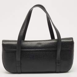 Pre Owned Bvlgari Black Leather Logo Shoulder Bag