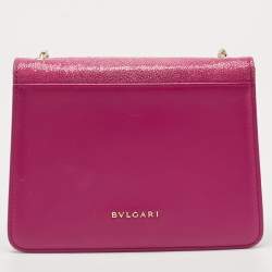 Pre Owned Bvlgari Pink Stingray and Leather Serpenti Forever Shoulder Bag