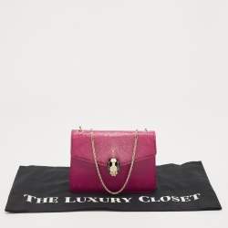Pre Owned Bvlgari Pink Stingray and Leather Serpenti Forever Shoulder Bag