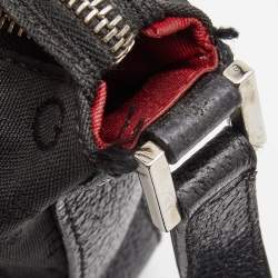Bvlgari Black Macadam Canvas and Leather Zip Baguette Bag