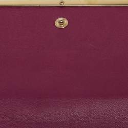 Bvlgari Purple Printed Fabric Metal Flap Continental Wallet