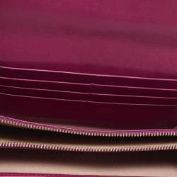 Bvlgari Purple Printed Fabric Metal Flap Continental Wallet