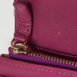 Bvlgari Purple Printed Fabric Metal Flap Continental Wallet