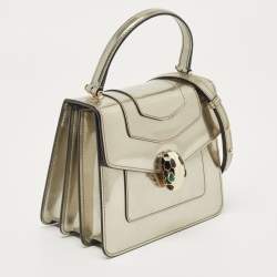 Bvlgari Metallic Mirror Leather Small Serpenti Forever Top Handle Bag