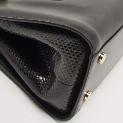 Pre Owned Bvlgari Black Leather and Snakeskin Serpenti Scaglie Tote