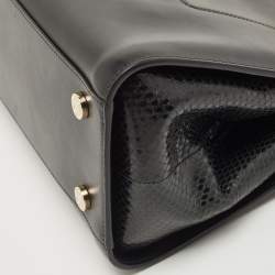 Pre Owned Bvlgari Black Leather and Snakeskin Serpenti Scaglie Tote