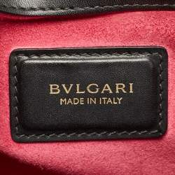 Pre Owned Bvlgari Black Leather and Snakeskin Serpenti Scaglie Tote
