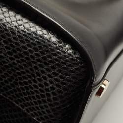 Pre Owned Bvlgari Black Leather and Snakeskin Serpenti Scaglie Tote