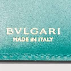 Pre Owned Bvlgari Black Leather Serpenti Forever Double Flap Compact Wallet