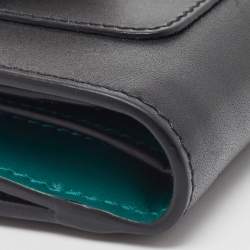 Pre Owned Bvlgari Black Leather Serpenti Forever Double Flap Compact Wallet