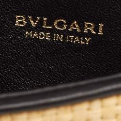 Bvlgari Cream/Black Raffia and Leather Mini Serpenti Forever Crossbody Bag