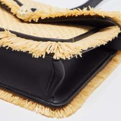 Bvlgari Cream/Black Raffia and Leather Mini Serpenti Forever Crossbody Bag
