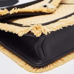 Bvlgari Cream/Black Raffia and Leather Mini Serpenti Forever Crossbody Bag