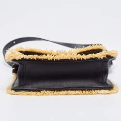 Bvlgari Cream/Black Raffia and Leather Mini Serpenti Forever Crossbody Bag