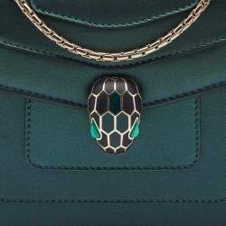 Bvlgari Green Leather Small Serpenti Forever Shoulder Bag