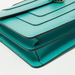 Pre Owned Bvlgari Green Leather Medium Serpenti Forever Flap Shoulder Bag