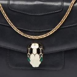 Pre Owned Bvlgari Black Leather Serpenti Forever Crossbody Bag