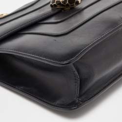 Pre Owned Bvlgari Black Leather Serpenti Forever Crossbody Bag