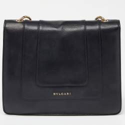 Pre Owned Bvlgari Black Leather Serpenti Forever Crossbody Bag