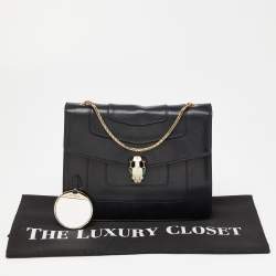 Pre Owned Bvlgari Black Leather Serpenti Forever Crossbody Bag