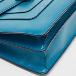 Pre Owned Bvlgari Turquoise Blue Leather Large Serpenti Forever Shoulder Bag