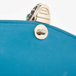 Pre Owned Bvlgari Turquoise Blue Leather Large Serpenti Forever Shoulder Bag