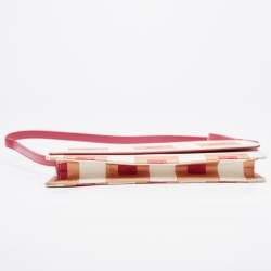 Pre Owned Bvlgari Burgundy/White Printed Fabric and Leather Flap Baguette Bag