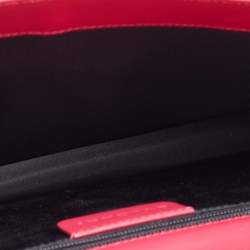 Pre Owned Bvlgari Burgundy/White Printed Fabric and Leather Flap Baguette Bag