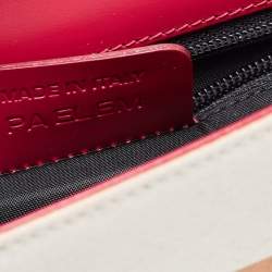 Pre Owned Bvlgari Burgundy/White Printed Fabric and Leather Flap Baguette Bag