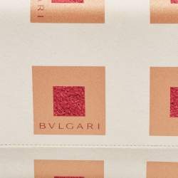 Pre Owned Bvlgari Burgundy/White Printed Fabric and Leather Flap Baguette Bag