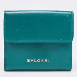 Pre Owned Bvlgari Green Leather Serpenti Forever Trifold Wallet