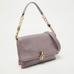 Bvlgari Purple Leather Flap Shoulder Bag