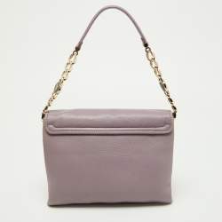 Bvlgari Purple Leather Flap Shoulder Bag