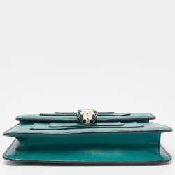 Pre Owned Bvlgari Green Leather Serpenti Forever Crossbody Bag