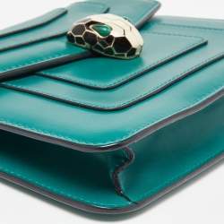 Pre Owned Bvlgari Green Leather Serpenti Forever Crossbody Bag