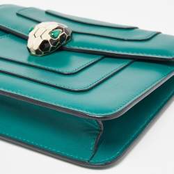 Pre Owned Bvlgari Green Leather Serpenti Forever Crossbody Bag