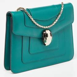 Pre Owned Bvlgari Green Leather Serpenti Forever Crossbody Bag