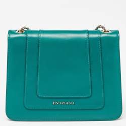 Pre Owned Bvlgari Green Leather Serpenti Forever Crossbody Bag