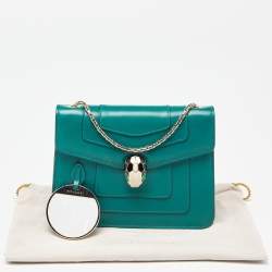 Pre Owned Bvlgari Green Leather Serpenti Forever Crossbody Bag