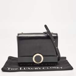 Pre Owned Bvlgari Black Leather and Perspex Small Flap Cover Shoulder Bag